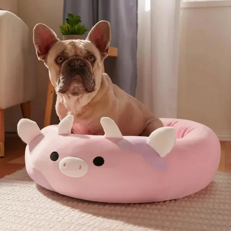 Squishmallows Cama Ovalada Vaquita Rosa Para Perro, Chico Rosa Circular