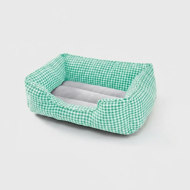Cama Rectangular Pata De Gallo Verde Para Perro, Mediano Verde Rectangular