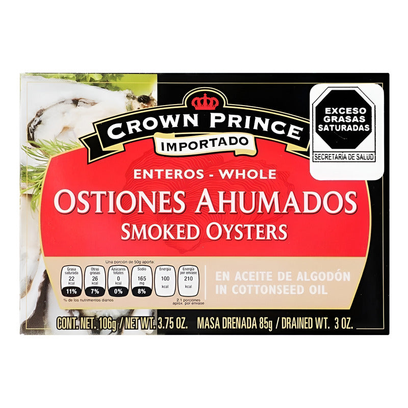 Ostiones Ahumados Crown Prince Enteros 6 Pzas De 106 G