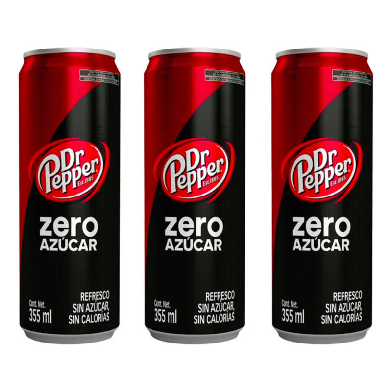 Refresco Dr Pepper Sabor Regular Zero Azucar 24 Pz De 355ml