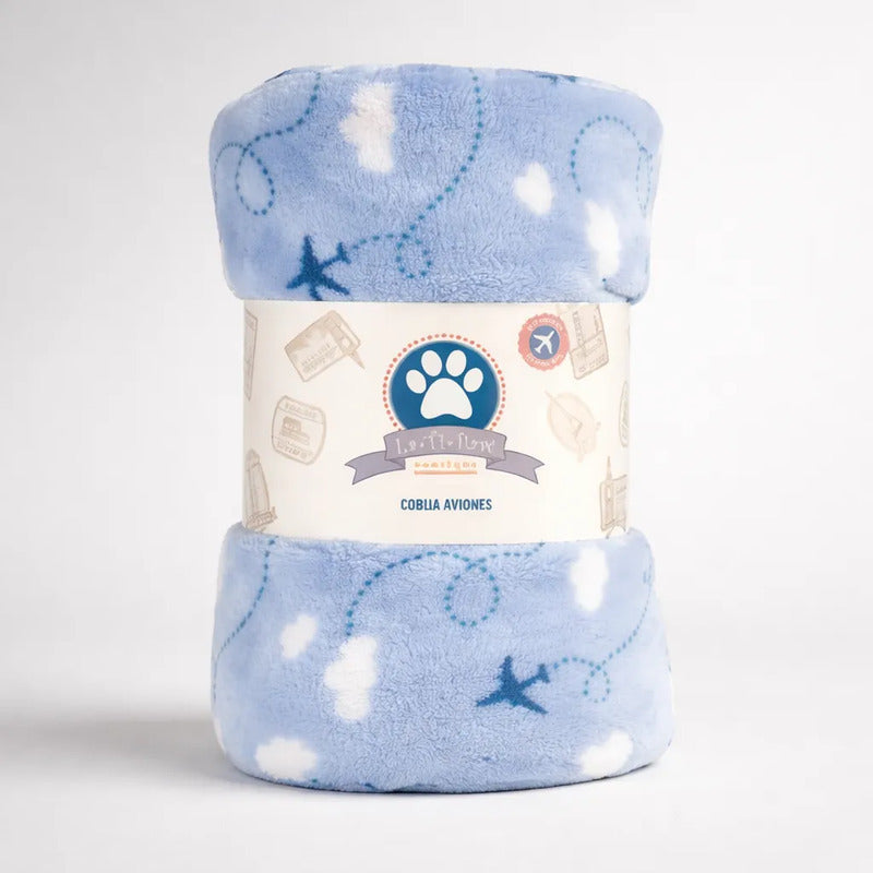 Cobija De Felpa Diseño Aviones Para Perro, Unitalla Multicolor