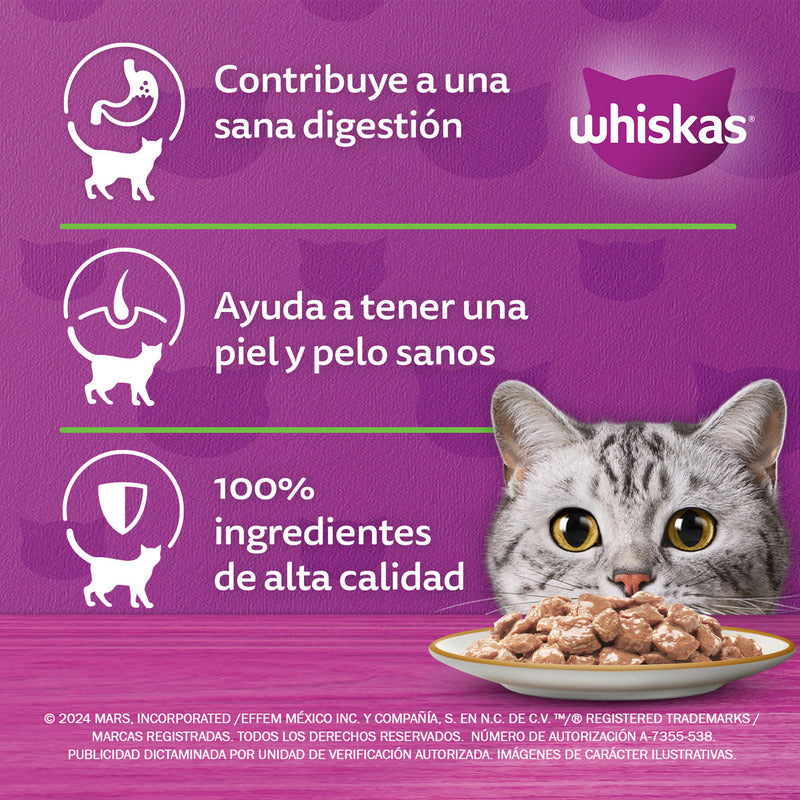 Whiskas Alimento Húmedo Gato Sabor Pollo 24 Sobres