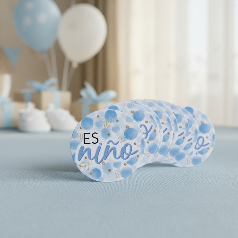 Tarjetas Para Baby Shower Es Niño De 3.5x3.5cm 72 Piezas Azul