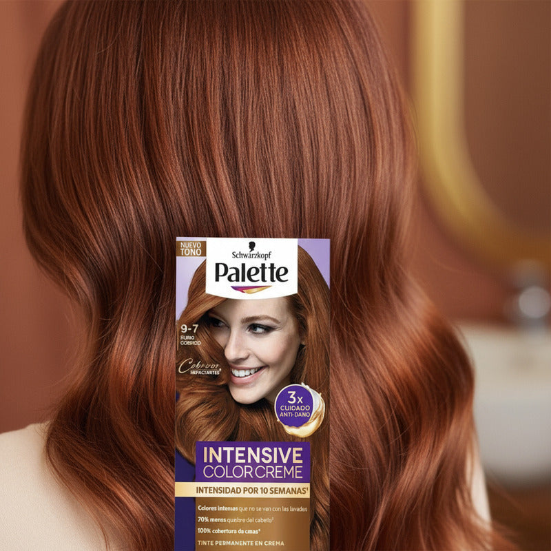 Tinte Para Cabello Palette 9-7 Rubio Cobrizo 4 Pzas De 50ml Rubio Cobrizo 9-7