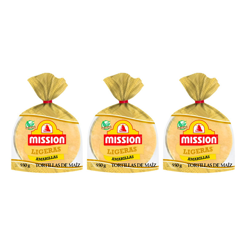 Tortillas De Maíz Amarillas Mission Ligeras 3 Pzas De 550gr