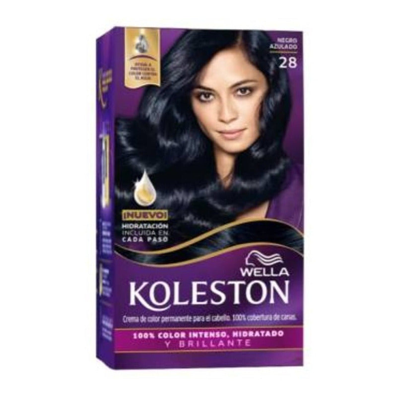 5 Pzas De Tinte Para Cabello Koleston 28 Negro Azulado 28