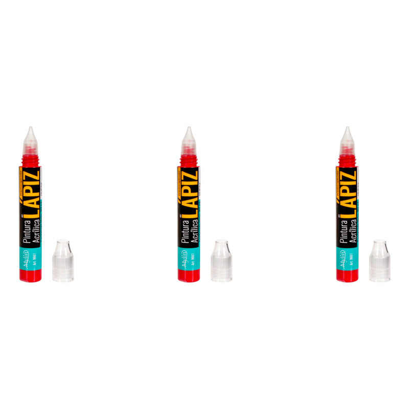 Pintura Acrílica En Lápiz Color Rojo 3 Piezas De 30ml Rojo
