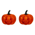 Calabaza Diamantada Color Naranja Con Luz De 12x12cm 2pz