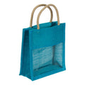 Bolsa De Yute Azul Ventana  19x18x8xcm (2piezas)