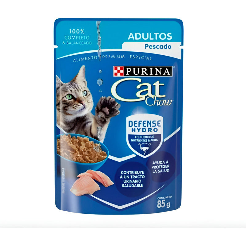 Alimento Para Gato Cat Chow Pescado Adultos 24 Sobres De 85g