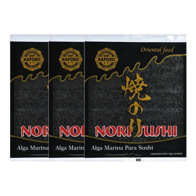 Alga Marina Nori Kaporo Para Sushi 28g (3 Piezas)