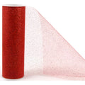 Tul Rojo Con Diamantina 15cm 5m Rojo Rayas