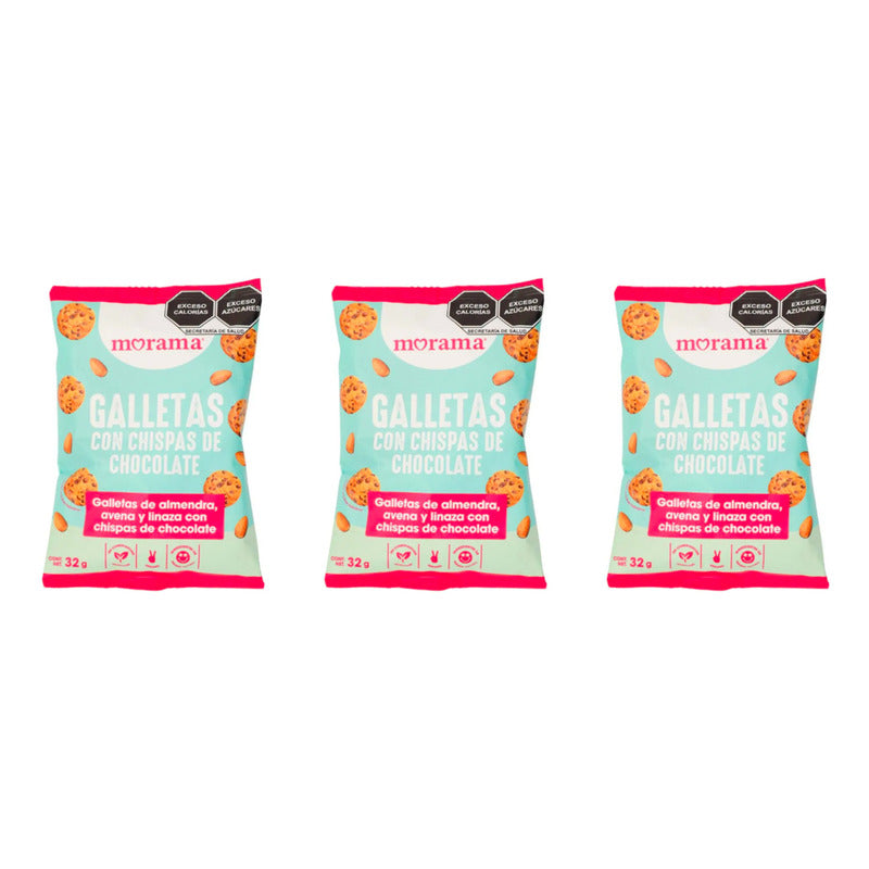 Galletas Con Chispas De Chocolate Morama 3 Piezas De 32gr