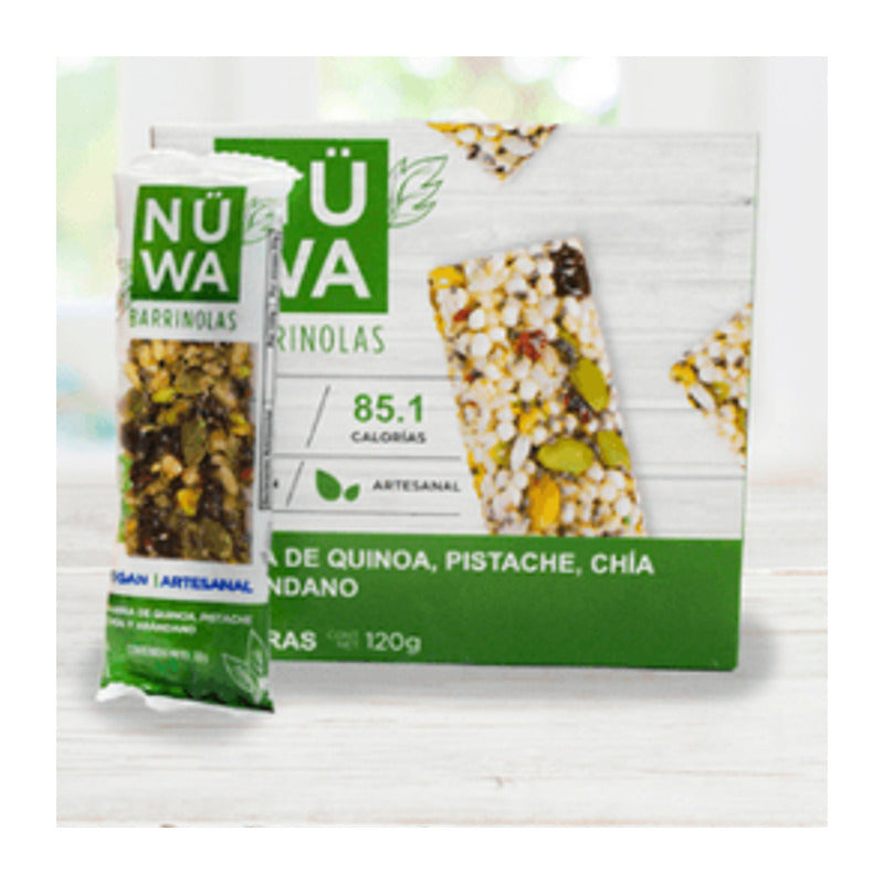 Barras Nüwa Quínoa, Pistache Y Arándano 120 G (3 Piezas)