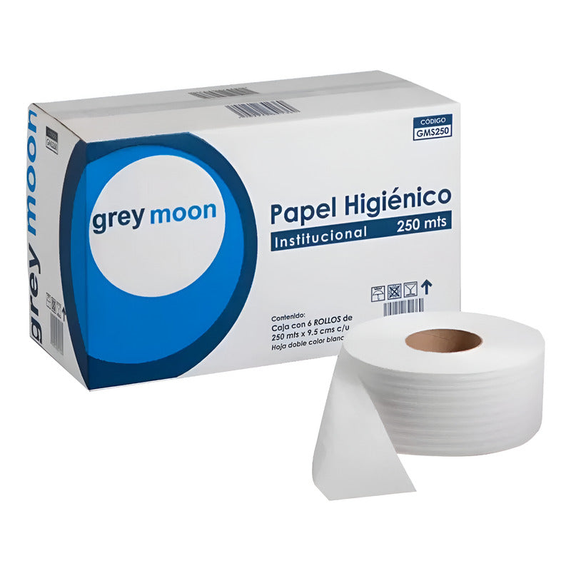 Papel Higiénico Jumbo Grey Moon  6 Rollos De 250m