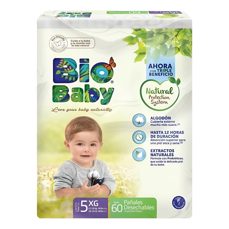 Bio Baby Talla 5 Extra Grande Unisex 180pzs (3 Paquetes) Extra Grande (xg)