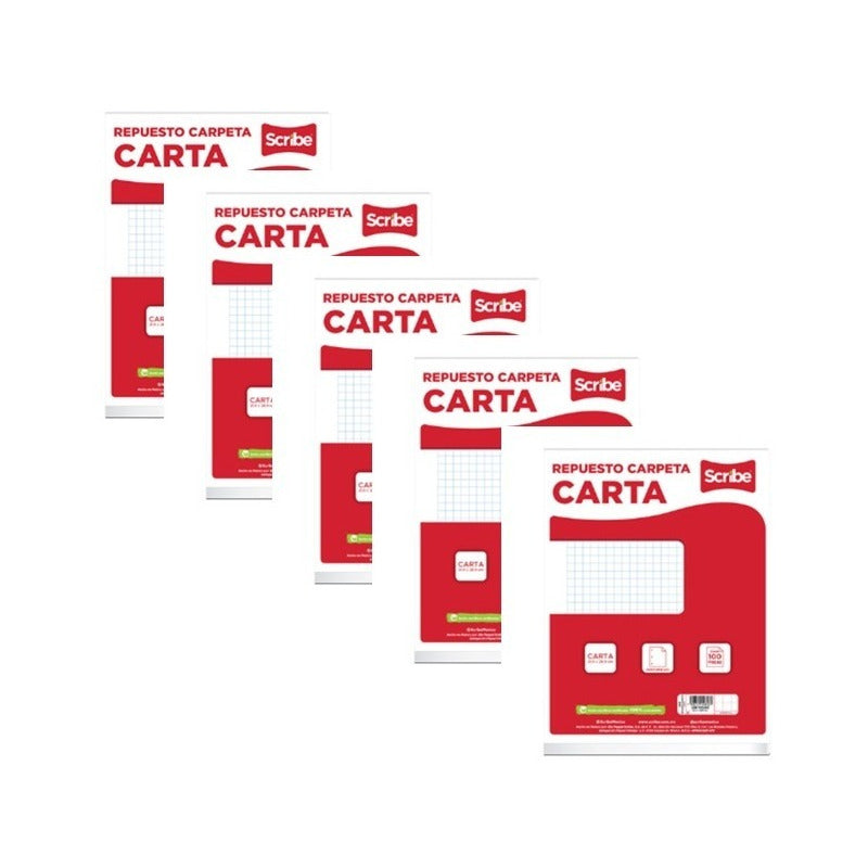 Repuesto Para Carpeta Scribe / Cuadro 7 Mm/ 5 Paq 100 Hojas