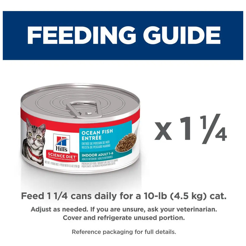 Hill's Science Diet Adult Indoor, Alimento Húmedo En Lata Para Gato Adulto Receta De Pescado Marino