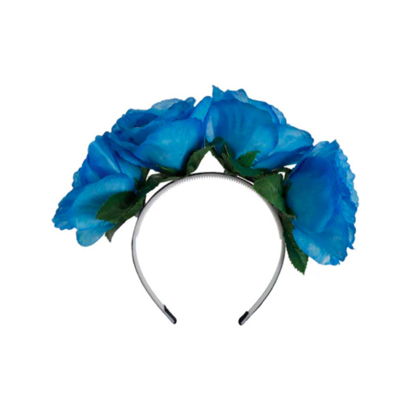 Diadema De Flores Color Azul De 20cm 6 Piezas Azul