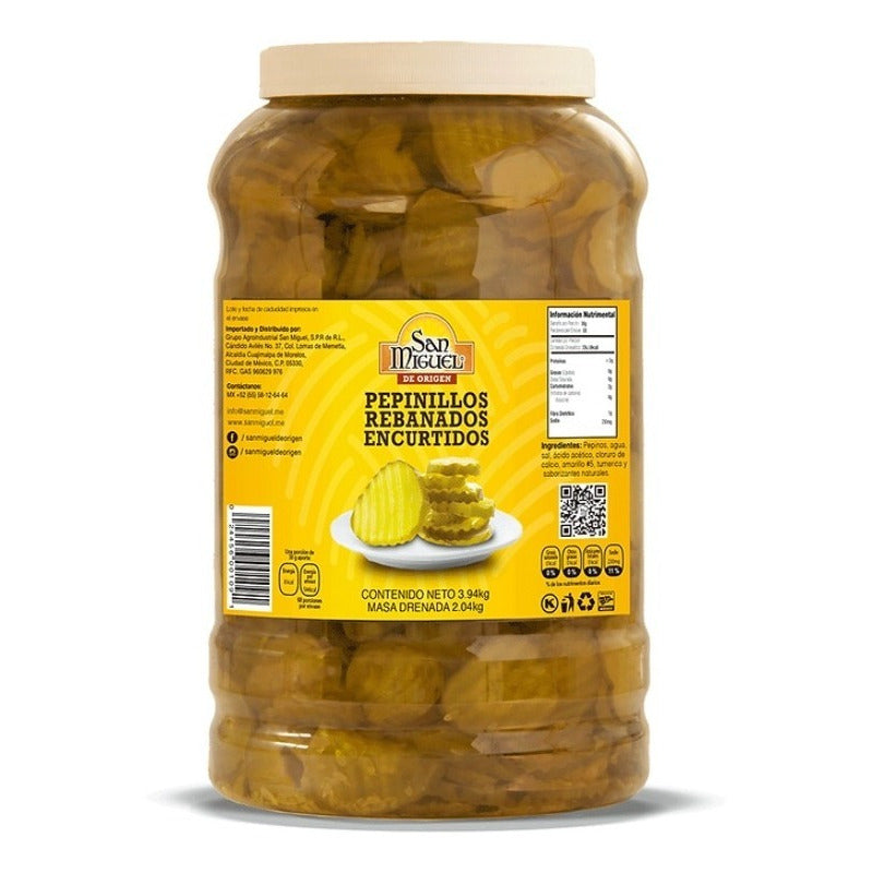 Pepinillos Agrios San Miguel Ondulado Y Rebanado 3.94 Kg