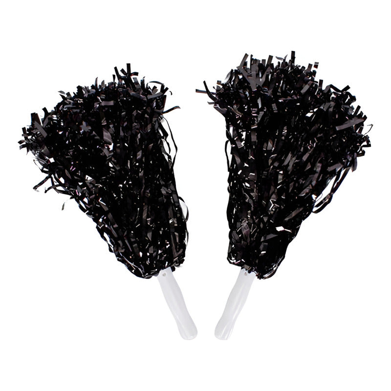 Pompones De Porrista Color Negro 2 Piezas De 38cm Negro