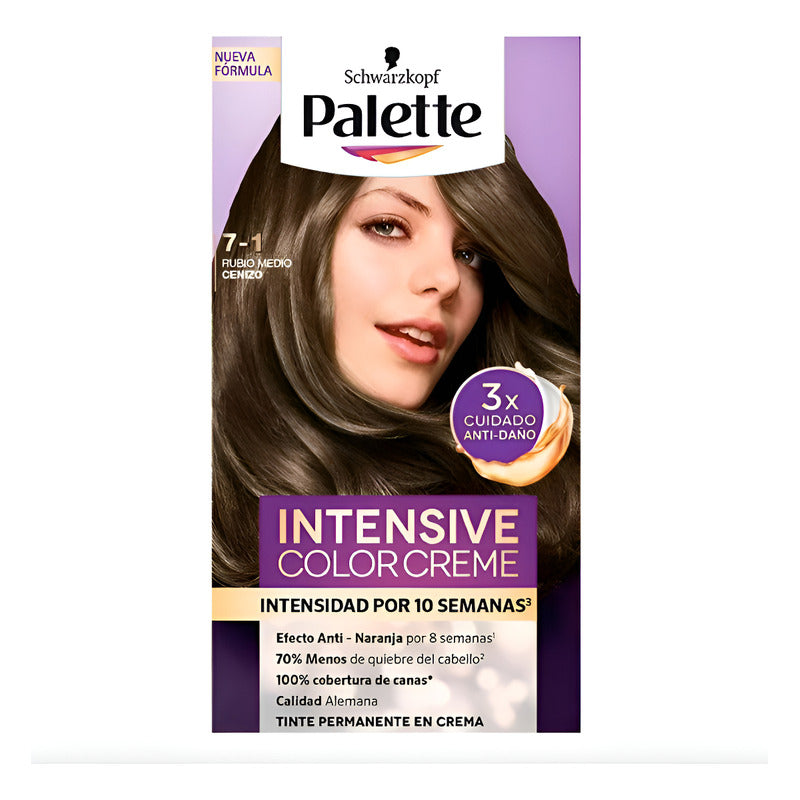 Tinte P/ Cabello Palette 7-1 Rubio Medio Cenizo 2 Pz De 50ml 7-1 Rubio Medio Cenizo