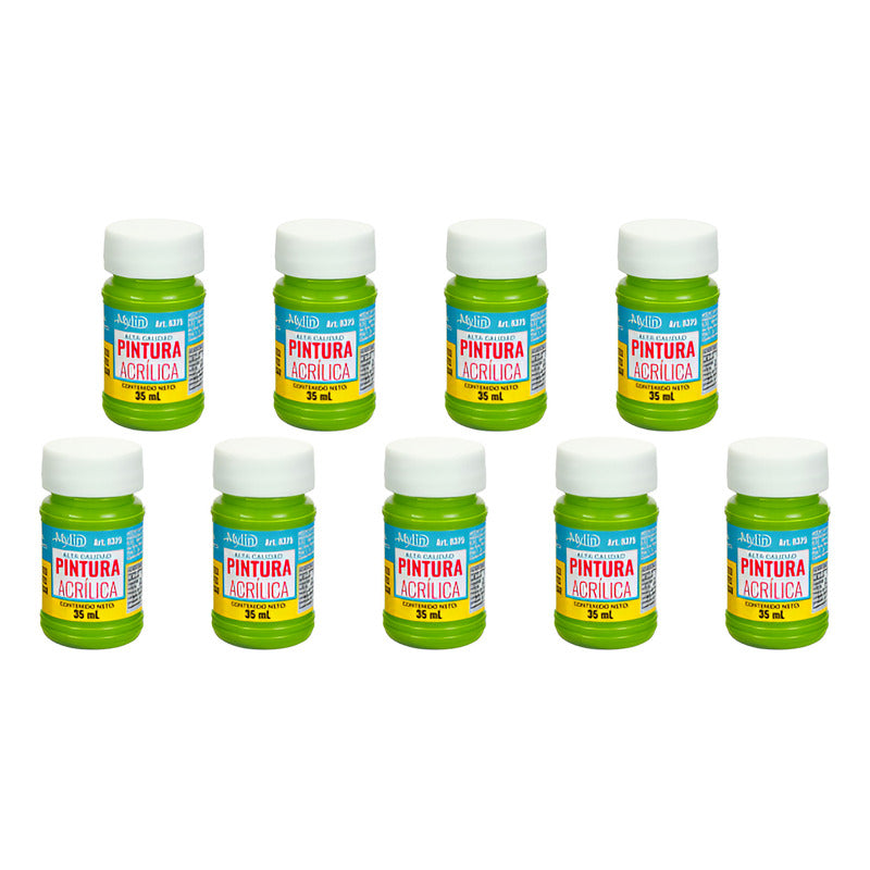 Pintura Acrílica Alta Calidad Color Aceituna 9 Pz De 35ml Verde Aceituna