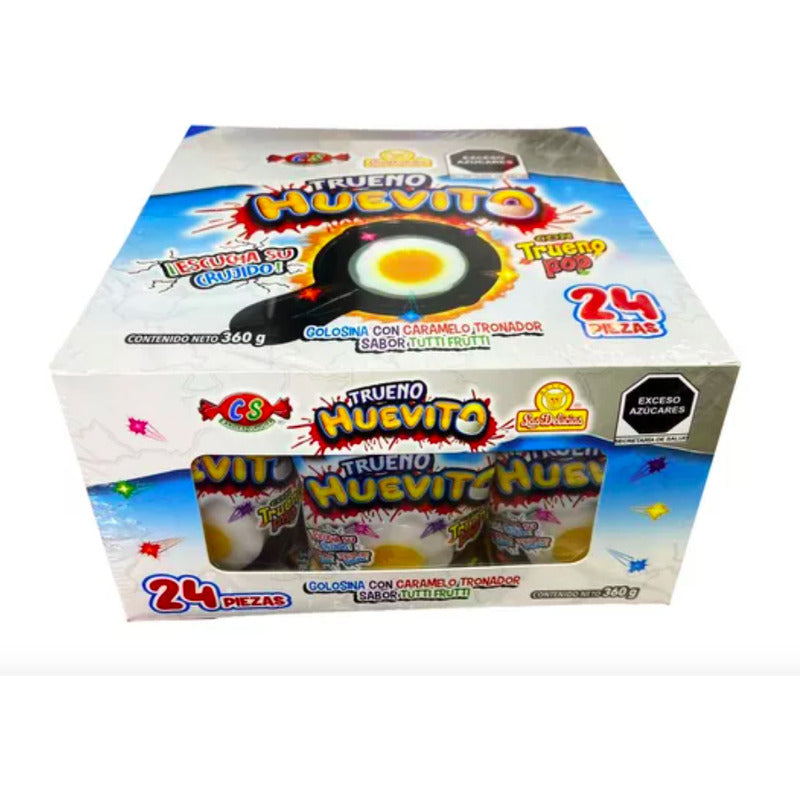 Caramelo Trueno Huevito Sabor Tuti Fruti 3 Paq De 24 Piezas