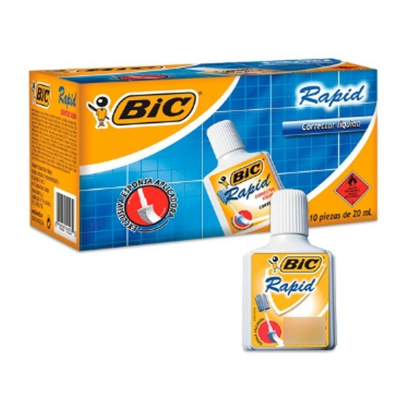 Corrector Bic Liquido Solvente Caja Con 10 Pz De 20 Ml