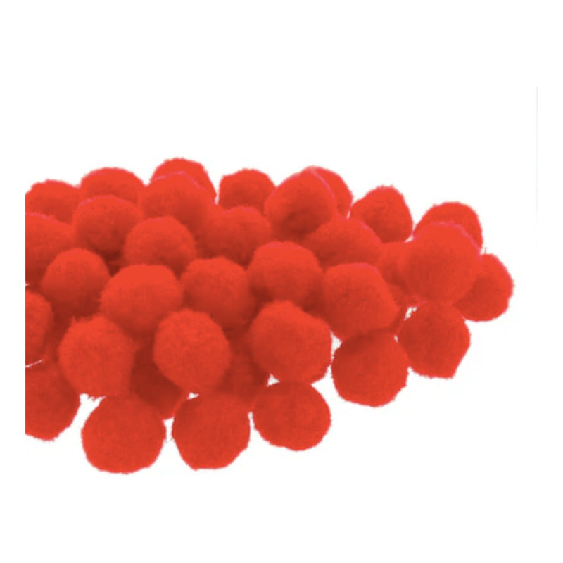 Mercería Pom Poms De 19mm Color Rojo 1 Paq De 100pz