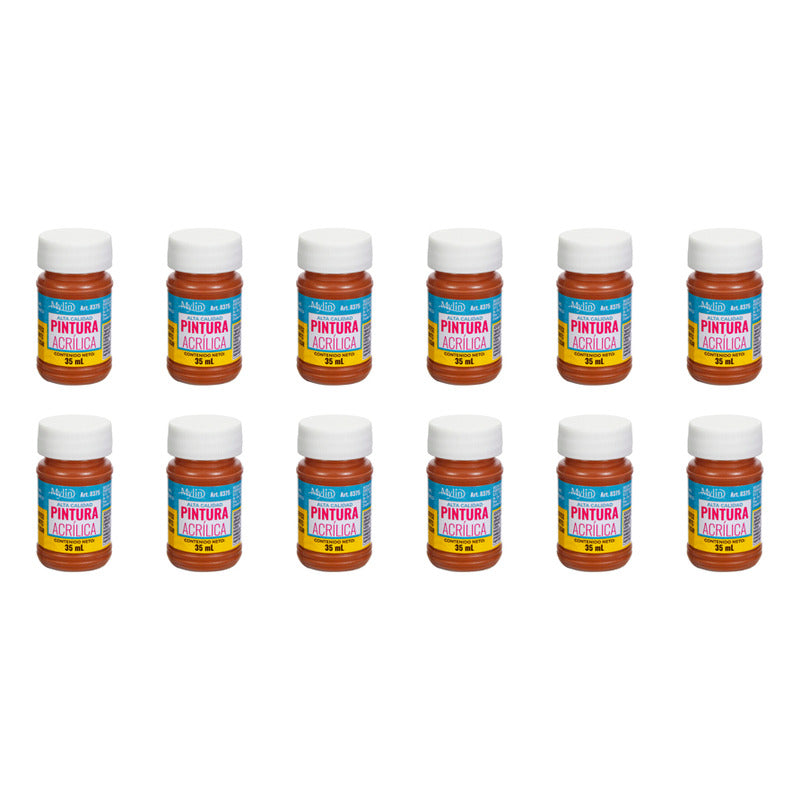 Pintura Acrílica Alta Calidad Color Café Tronco 12pz De 35ml Cafe Tronco