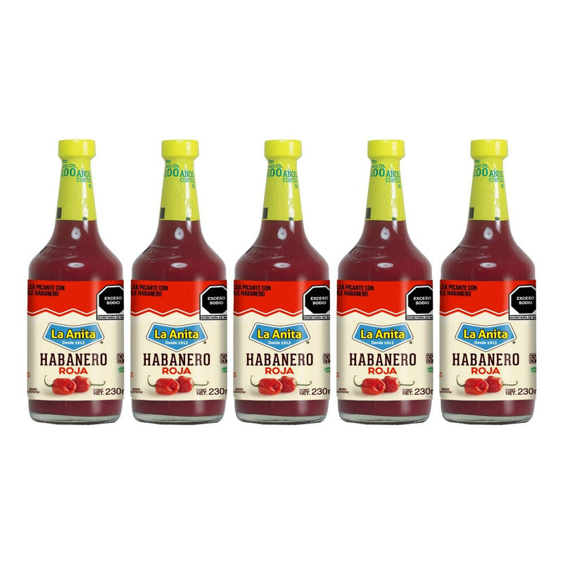 Salsa Habanero Rojo La Anita 5 Piezas