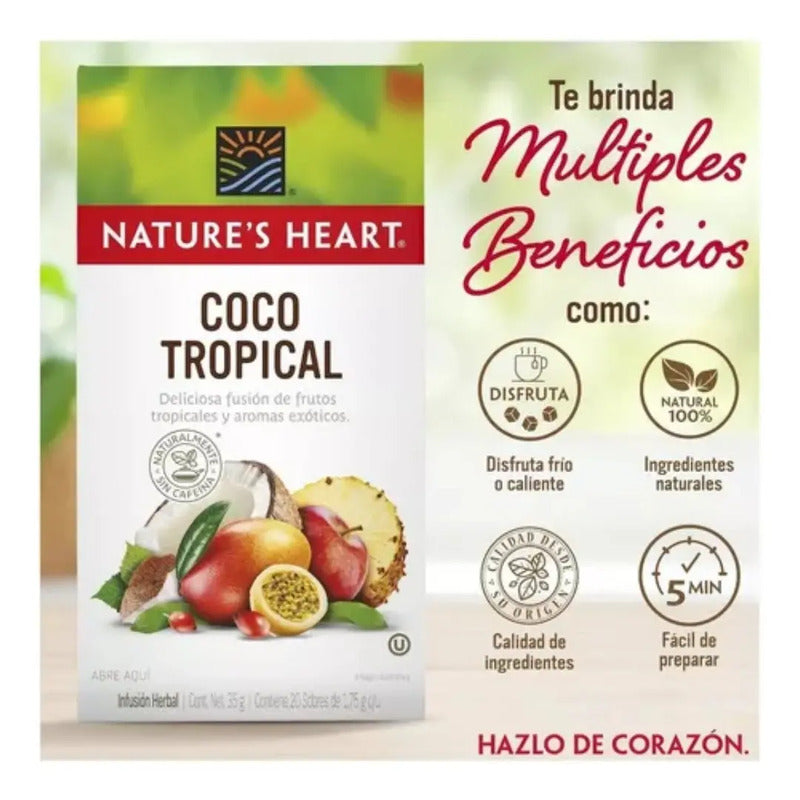 Caja Infusión Nature's Heart Coco Tropical X20 Sobres 35g
