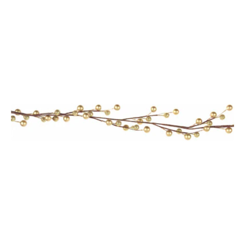 Guía Navideña De Cerezas Color Oro Y Diamantina 3pz De 1.83m