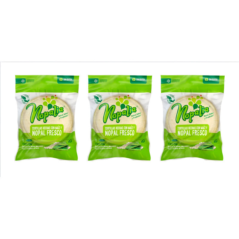 Tortillas De Nopal Y Maíz  Nopalia 3 Piezas De 450gr