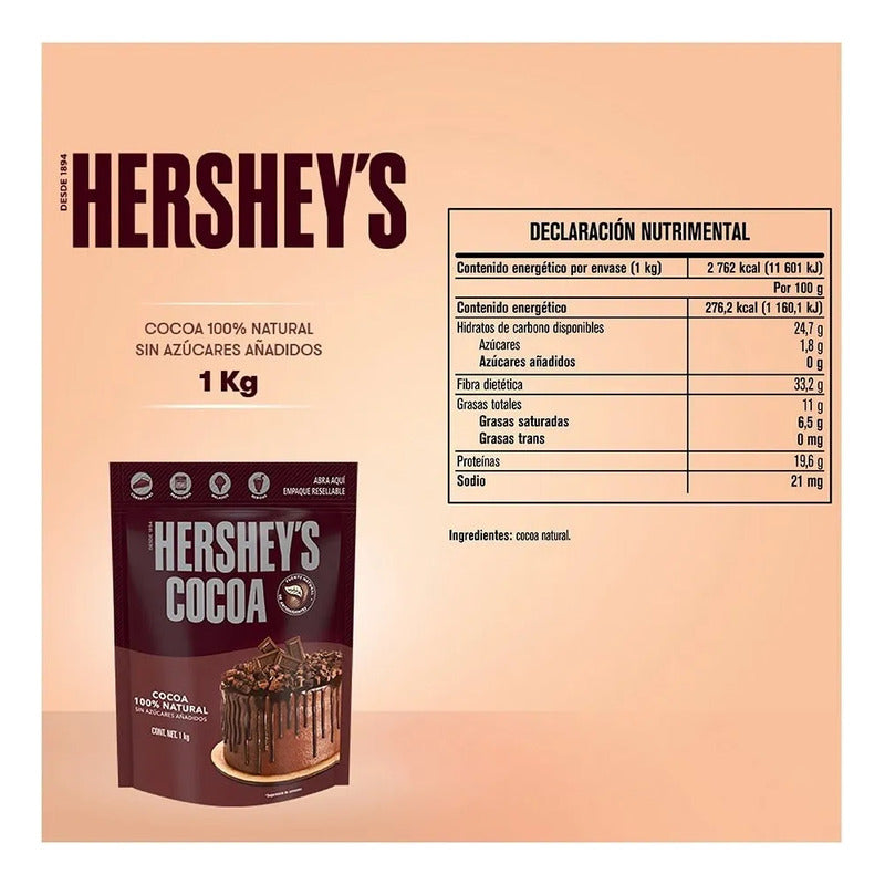 Cocoa Hershey's 1kg Ideal Para Postres Y Repostería