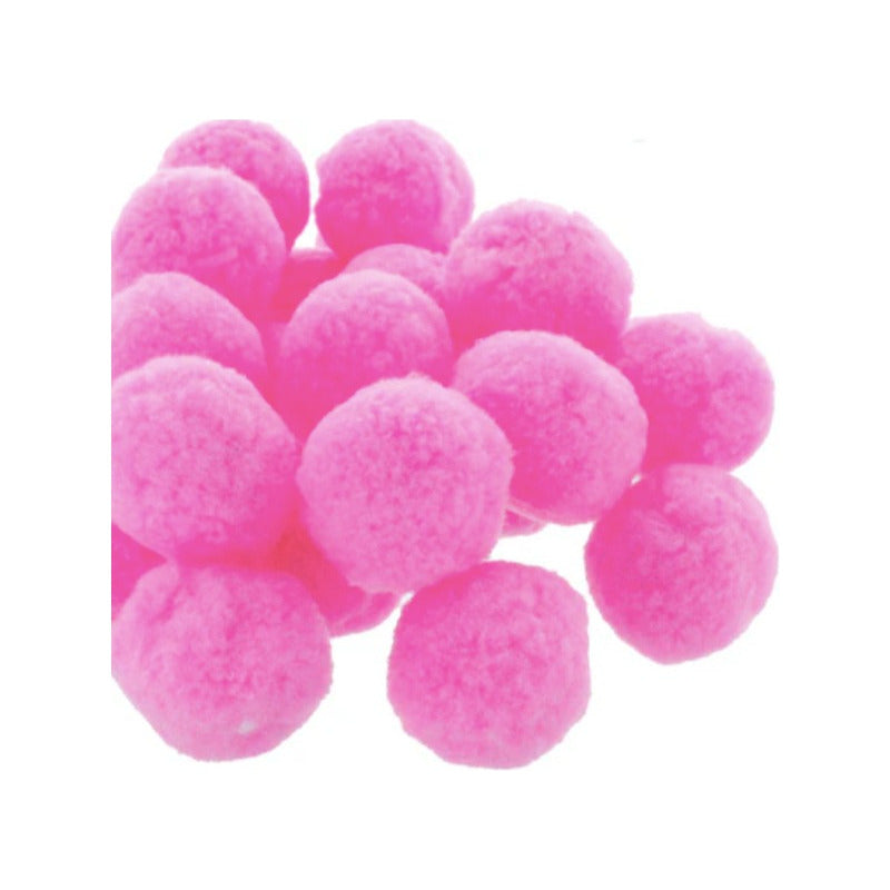 Mercería Pom Poms De 50mm Color Rosa 1 Paquete Con 30pz