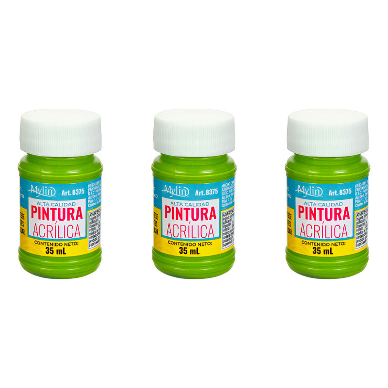 Pintura Acrílica Alta Calidad Color Aceituna 3 Pz De 35ml Verde Aceituna