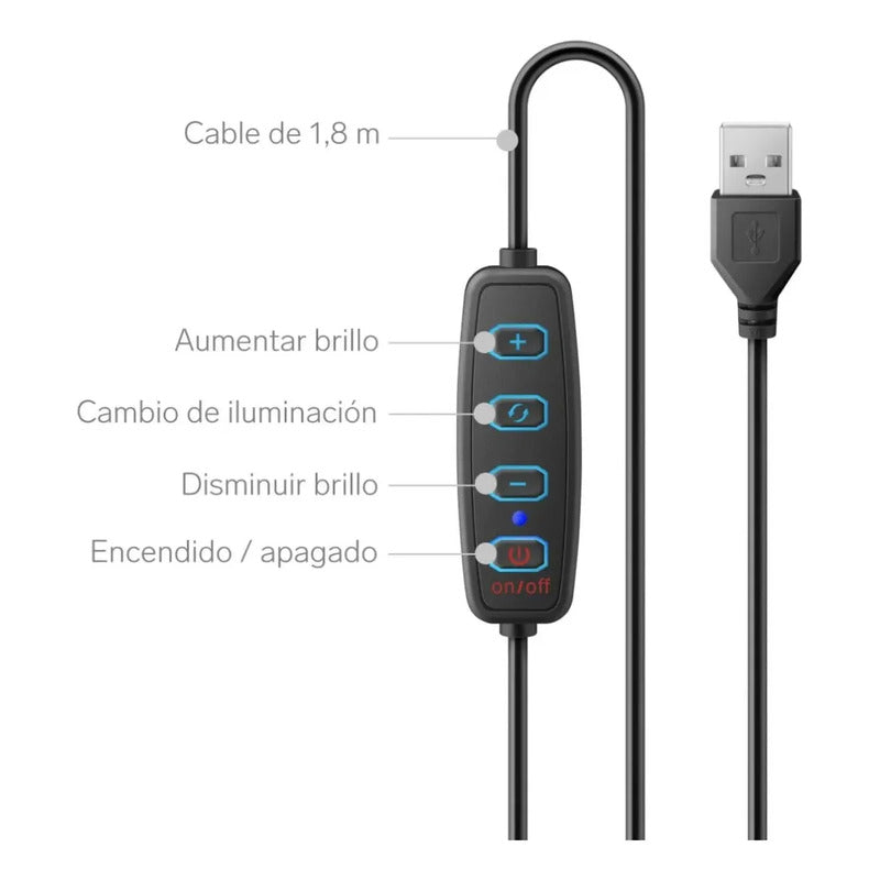 Aro De Luz Led Para Selfie De Steren, Negro