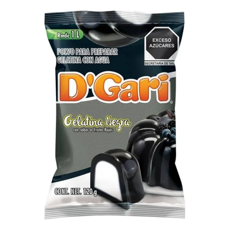 Gelatina D' Gari Negra Sabor Frutos Rojos 120 G (4 Piezas)
