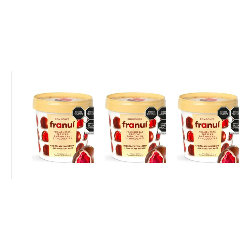 Frambuesas En Chocolate De Leche Y Blanco Franuí 3pz De 150g