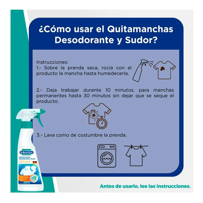 Quitamanchas Dr. Beckmann Desodorante Y Sudor 250 Ml 2 Pz