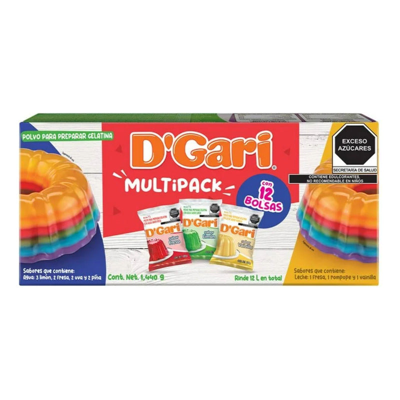 D'gari Polvo Para Gelatina Sabores Surtidos 12 Piezas