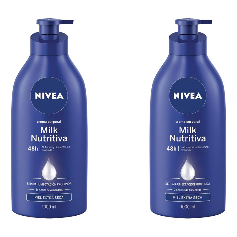 Nivea Body Milk Crema Corporal 2 Piezas De 1l Sin Fragancia
