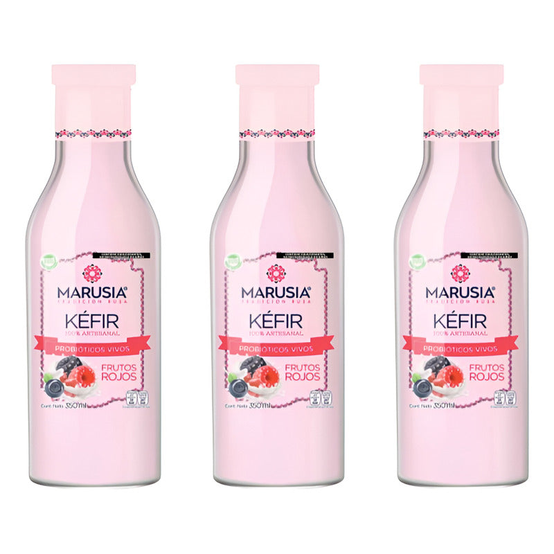 Bebida Marusia Kefir Sabor Frutos Rojos 6 Piezas De 350ml