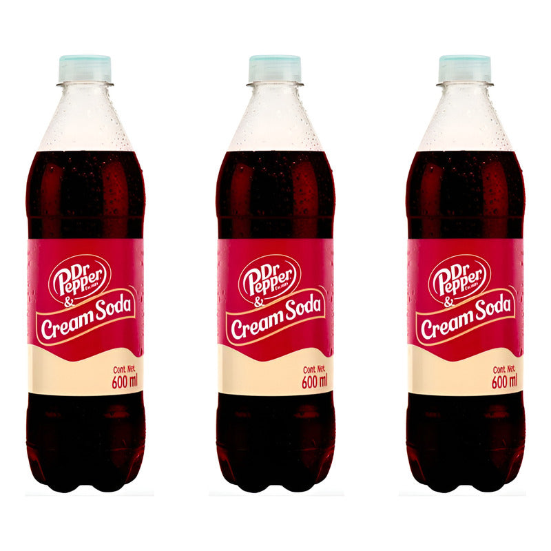 Refresco Dr Pepper Sabor Cream Soda 3 Piezas De 600ml