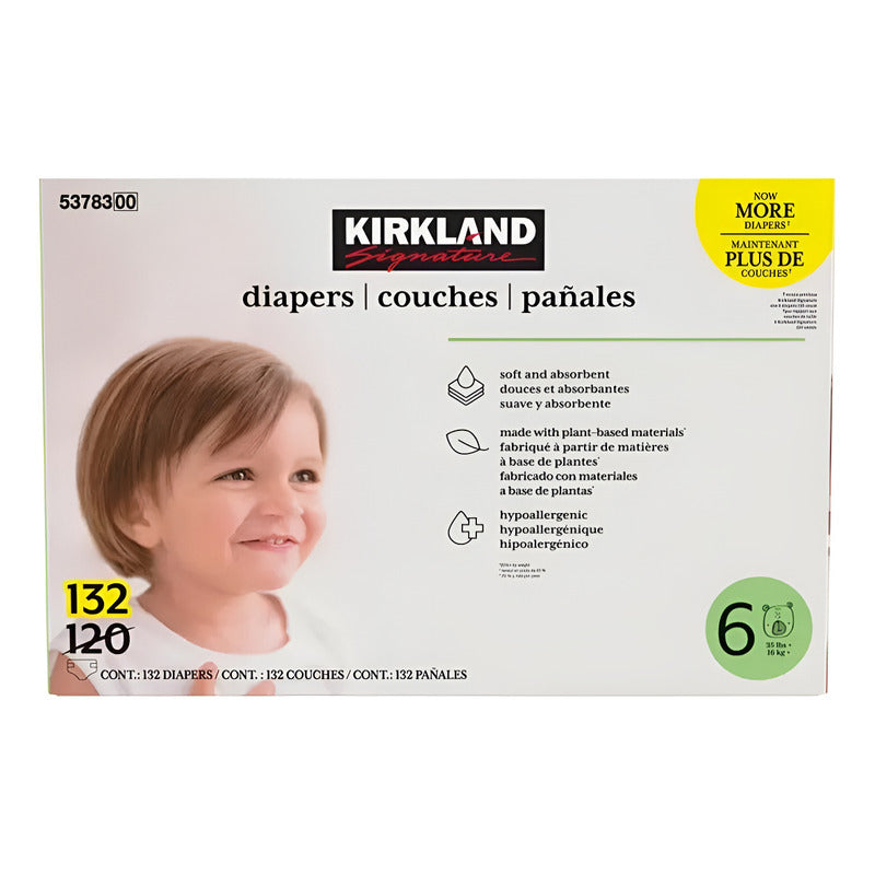 Pañales Unisex Etapa 6, Kirkland Signature, 132 Piezas Etapa 6 Sin Género