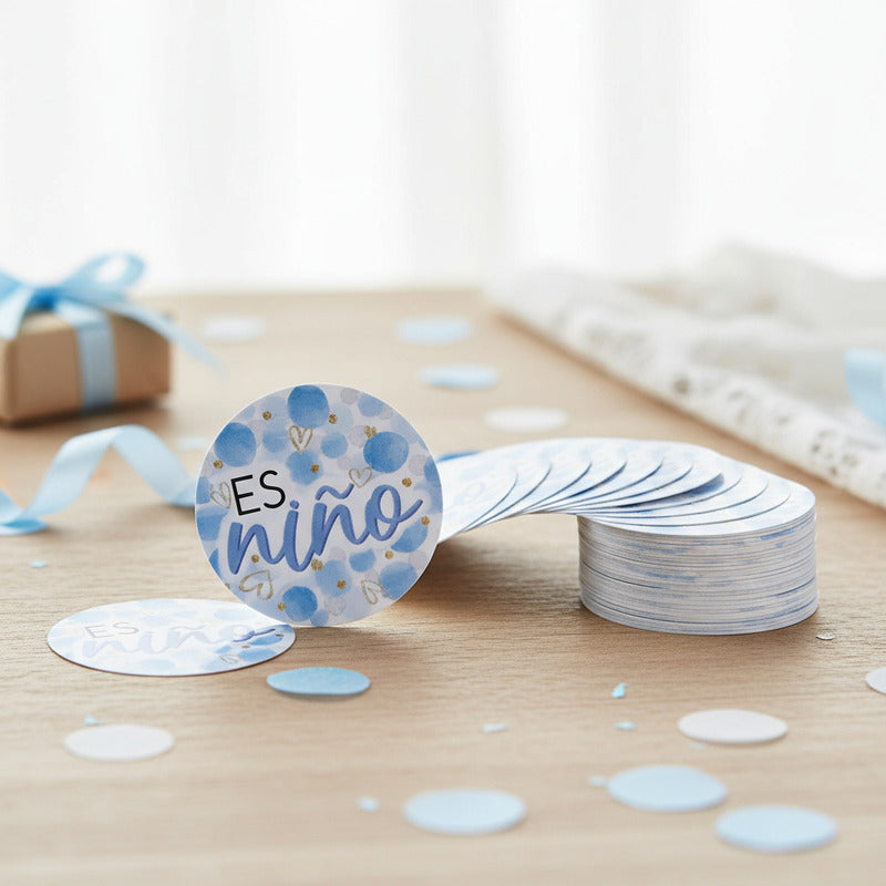 Tarjetas Para Baby Shower Es Niño De 3.5x3.5cm 24 Piezas Azul