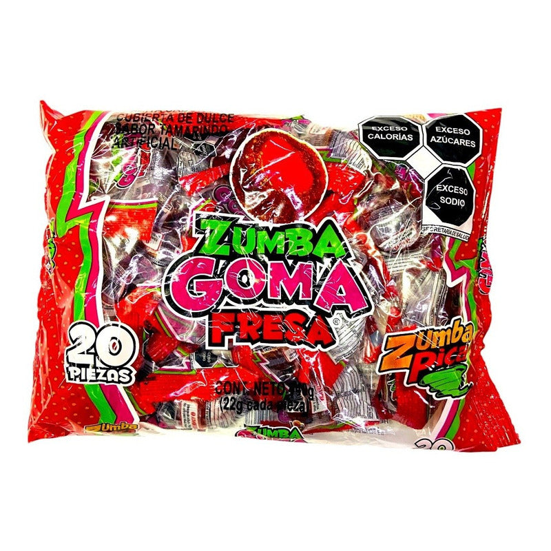 Zumba Goma Fresa Tamarindo 20pzs