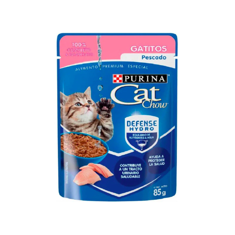 Alimento Para Gato Cat Chow Pescado Gatitos 12 Pzas De 85gr